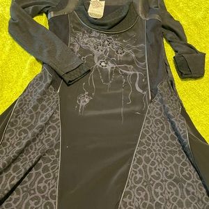 Anvrdie dress (angels never die) in black with multiple textures and prints x